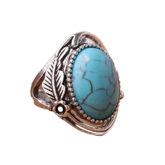 Boho Turquoise Silver Ring - Picture 2 of 12